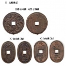 浄法寺大型七福神銭と当百銭の比較 浄法寺大型七福神銭と当百銭の比較