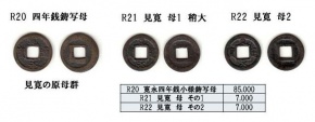 R20 寛永一文 八戸 四年銭鋳写母銭 R21 見寛 母銭その1 R22 見寛 母銭その2 R20 寛永一文 八戸 四年銭鋳写母銭 R21 見寛 母銭その1 R22 見寛 母銭その2