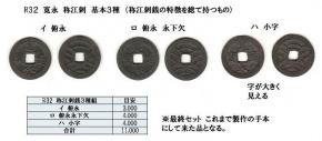 R32 密鋳寛永 称江刺銭 基本3種組 R32 密鋳寛永 称江刺銭 基本3種組