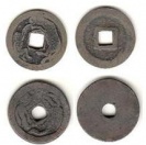 2 元入り駒手 駒引き と同製作のメンコ銭 2 元入り駒手 駒引き と同製作のメンコ銭